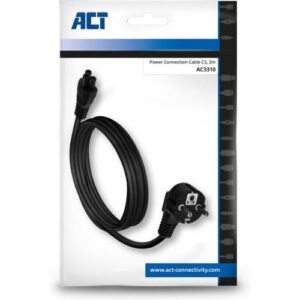 ACT AC3310 electriciteitssnoer Zwart 2 m CEE7/7 C5 stekker