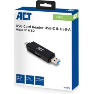 ACT AC6375 geheugenkaartlezer USB 3.2 Gen 1 (3.1 Gen 1) Zwart