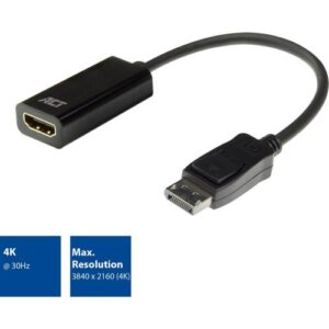 ACT DisplayPort naar HDMI female adapter, 4K, Zip Bag