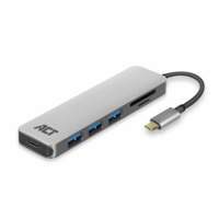 ACT AC7050 3-Poorts USB-C 3.2 Gen1 (USB 3.0) Hub met kaartlezer en PD Pass-Through poort