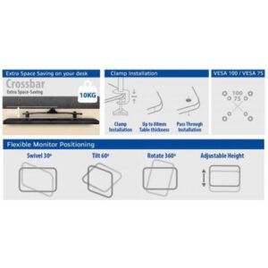 ACT AC8315 flat panel bureau steun 68,6 cm (27″) Klem/doorvoer Zwart