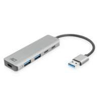 ACT AC6125 interface hub USB 3.2 Gen 1 (3.1 Gen 1) Type-A 5000 Mbit/s Grijs